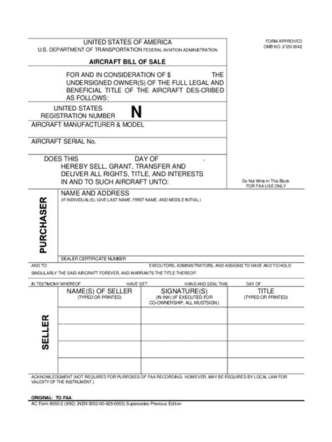 FAA Paperwork to Sell an Airplane