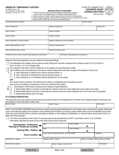 Incorrect Temporary Custody Orders Connecticut