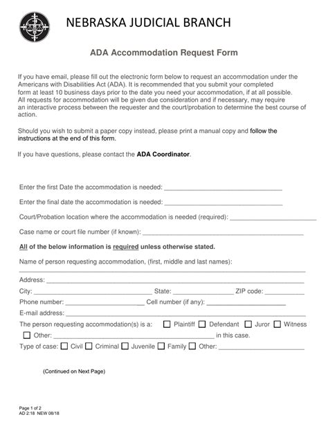 ADA Paperwork for Work