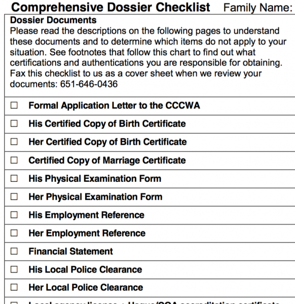 International Adoption Paperwork Forms