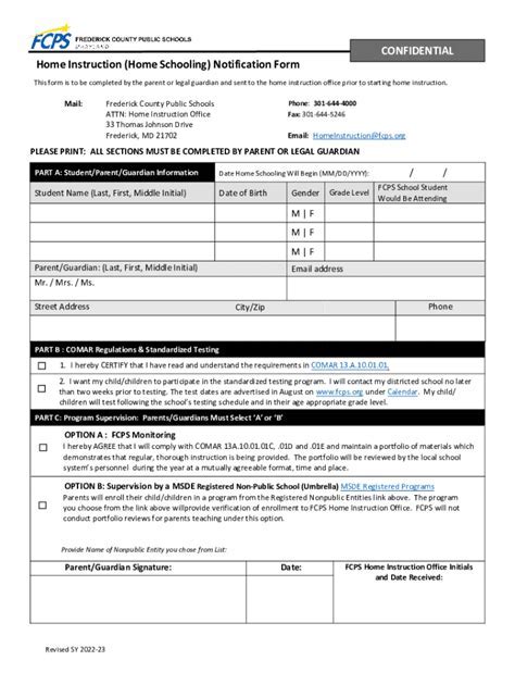 Homeschooler Notification Form