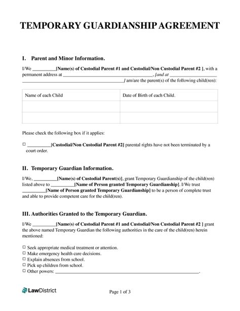 Guardianship Paperwork Order