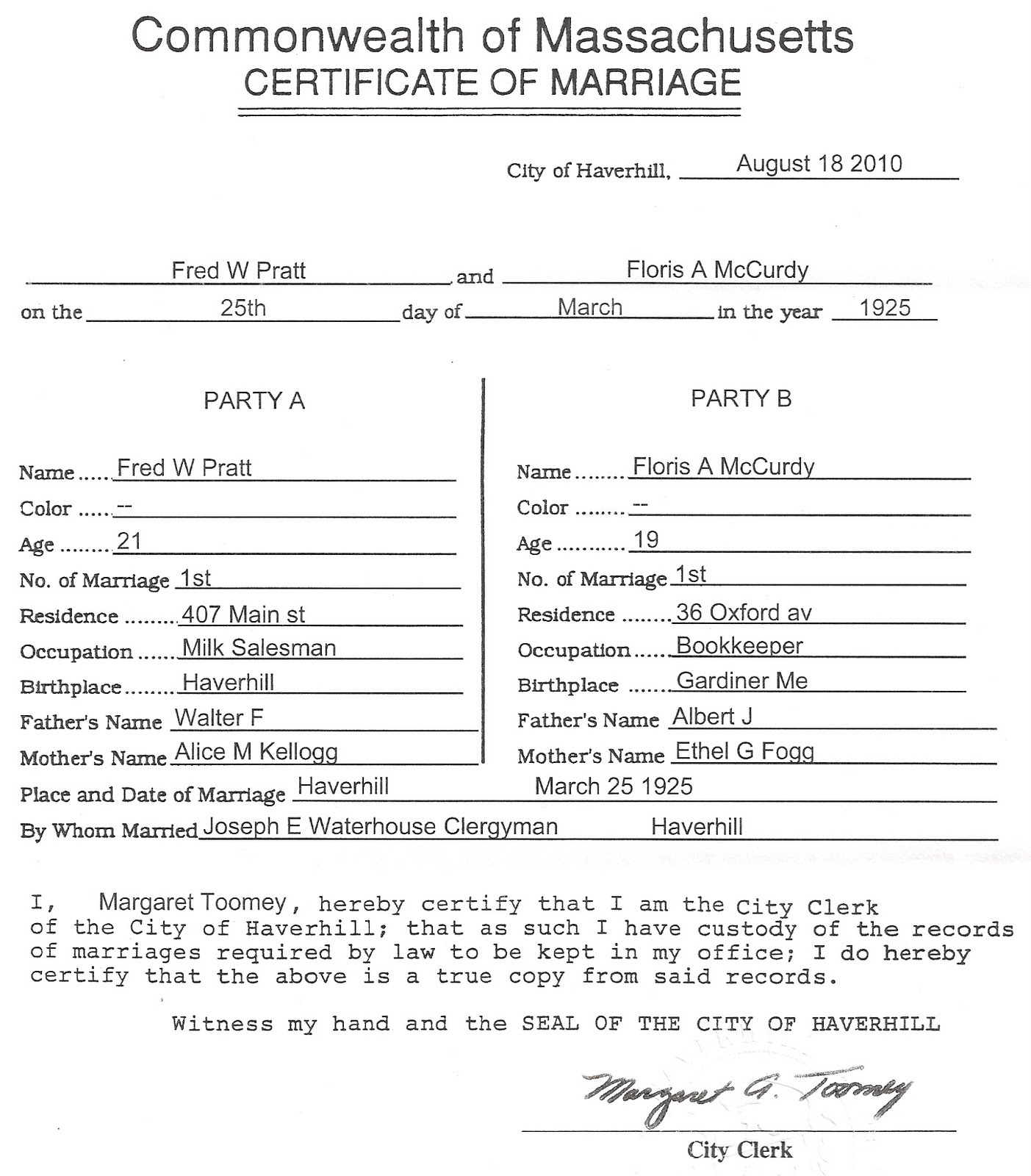 5 Marriage License Papers