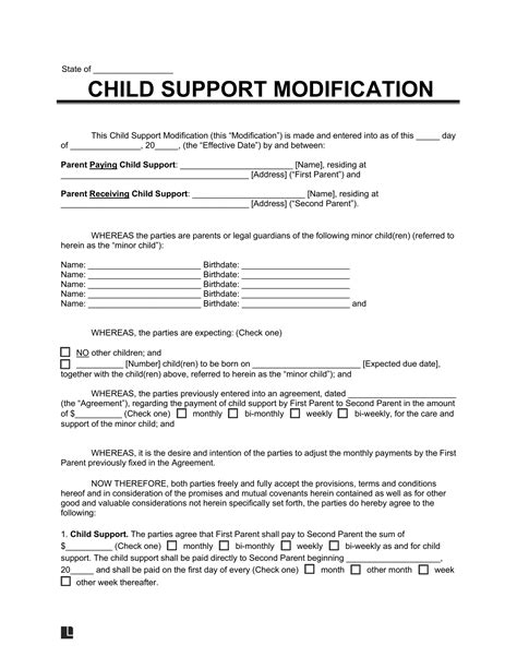 Child Support Modification Paperwork