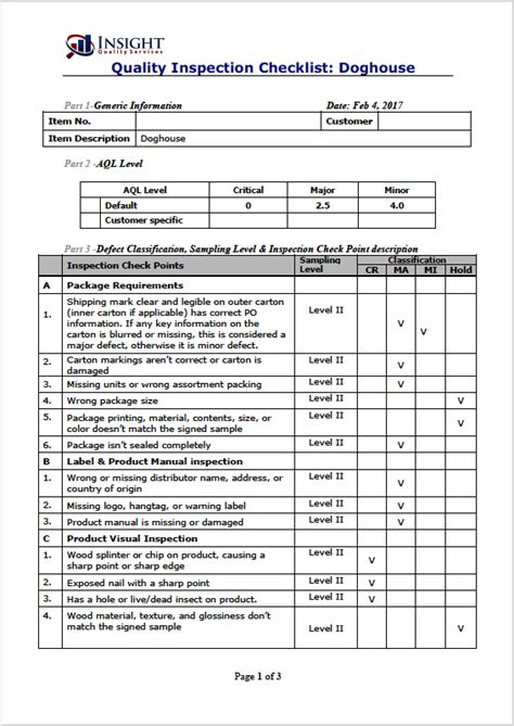 Inspection Paperwork Requirements