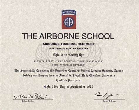 Airborne School Graduation Paperwork