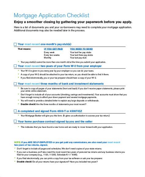 Mortgage Application Paperwork Needed