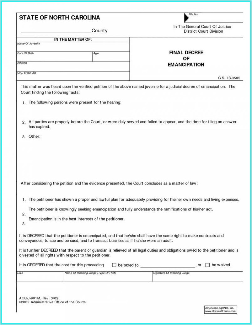 NC Divorce Paperwork Requirements