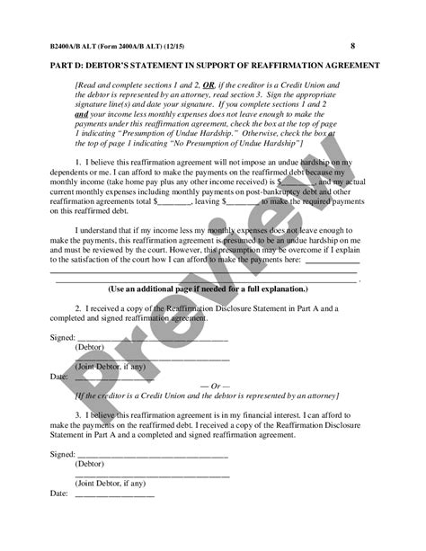 Reaffirm Debt Paperwork Requirements