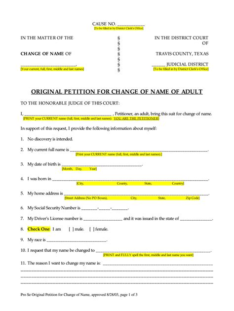 Change Name Paperwork Requirements