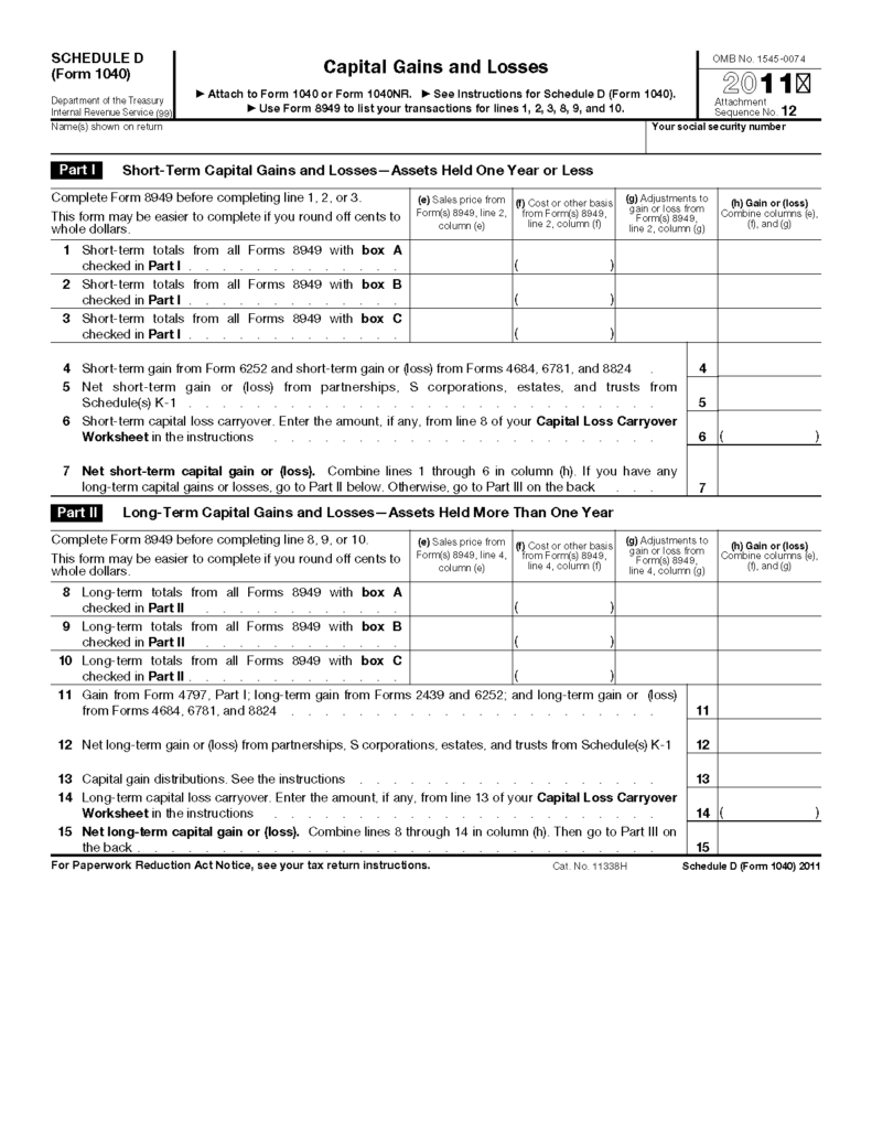 5 Forms For Schedule D