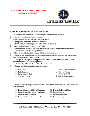 What To Do When A Loved One Passes A Survivor S Checklist Littlejohn Law Llc