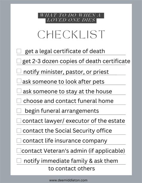 What To Do When Someone Dies Checklist What To Do When Someone Dies