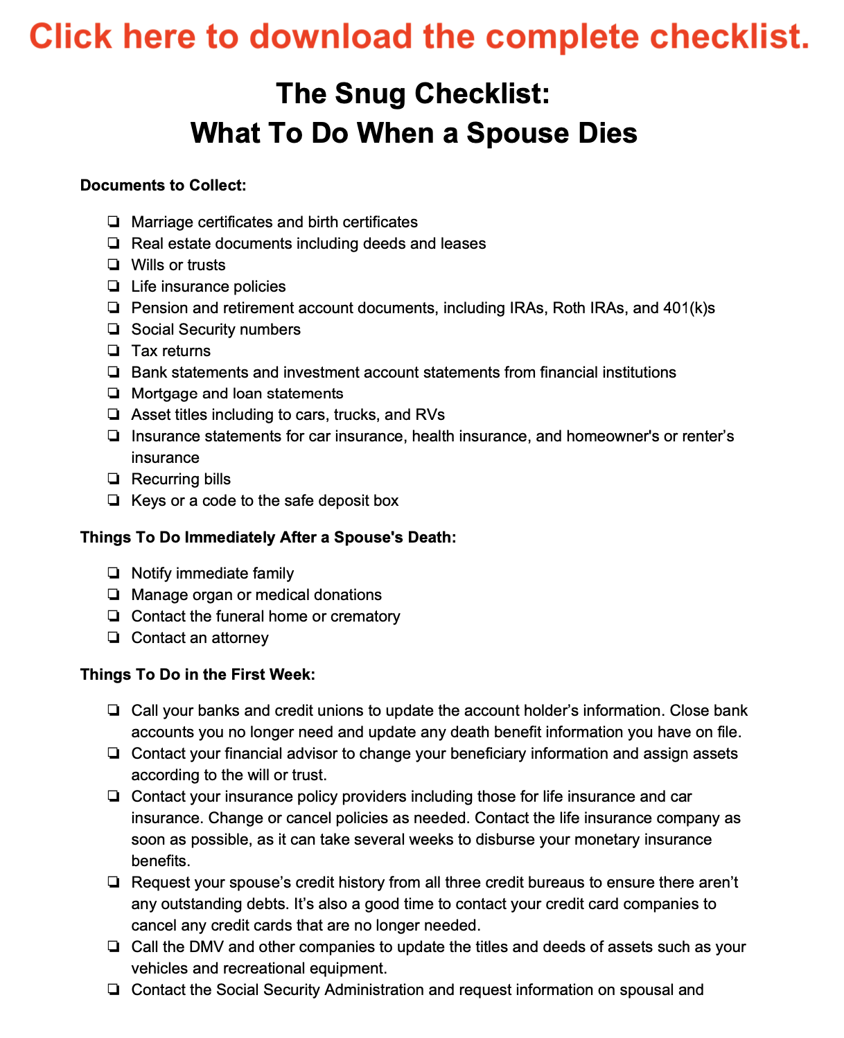 Deceased Spouse Paperwork Requirements