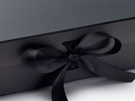 Wholesale Black Large Gift Boxes With Slots And Changeable Ribbon