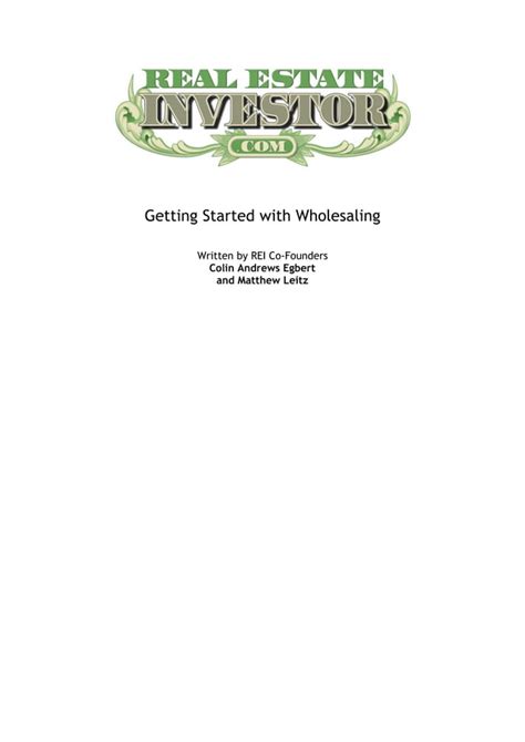 Wholesaling Ebook Pdf Pdf