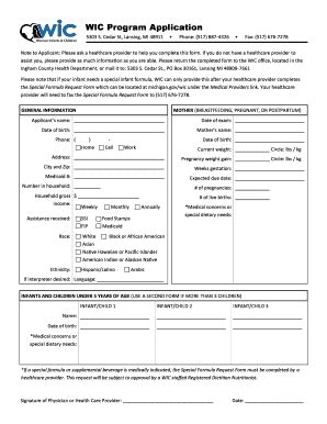 Wic Application Printable Fill Online Printable Fillable Blank