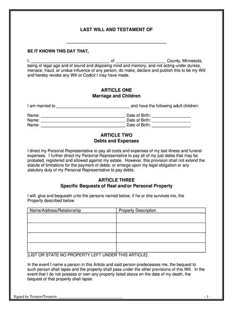 Will Forms Printable Printable Forms Free Online