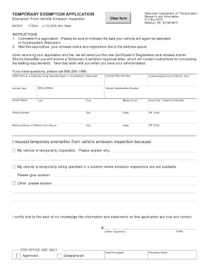 Wisconsin Emissions Waiver Fill Online Printable Fillable Blank Pdffiller