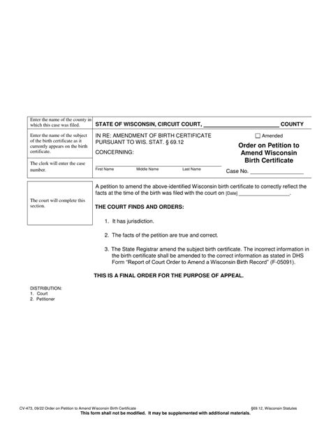 Wisconsin Order Amend Form Fill Online Printable Fillable Blank