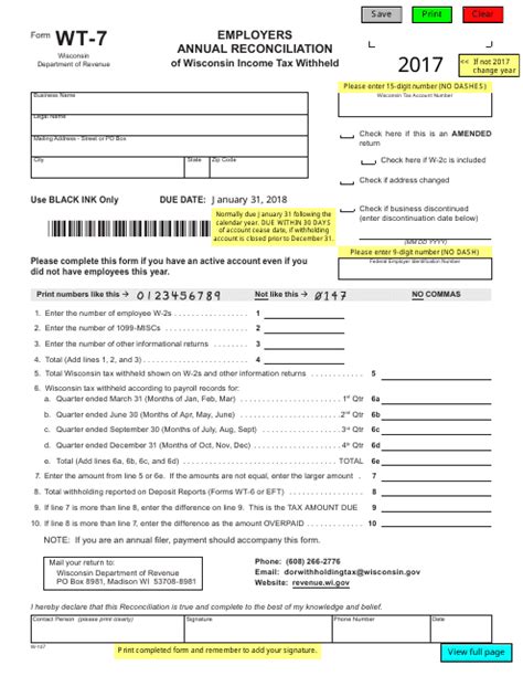 Wisconsin Wt 7 Tax Form Fill Out Printable Pdf Forms Online