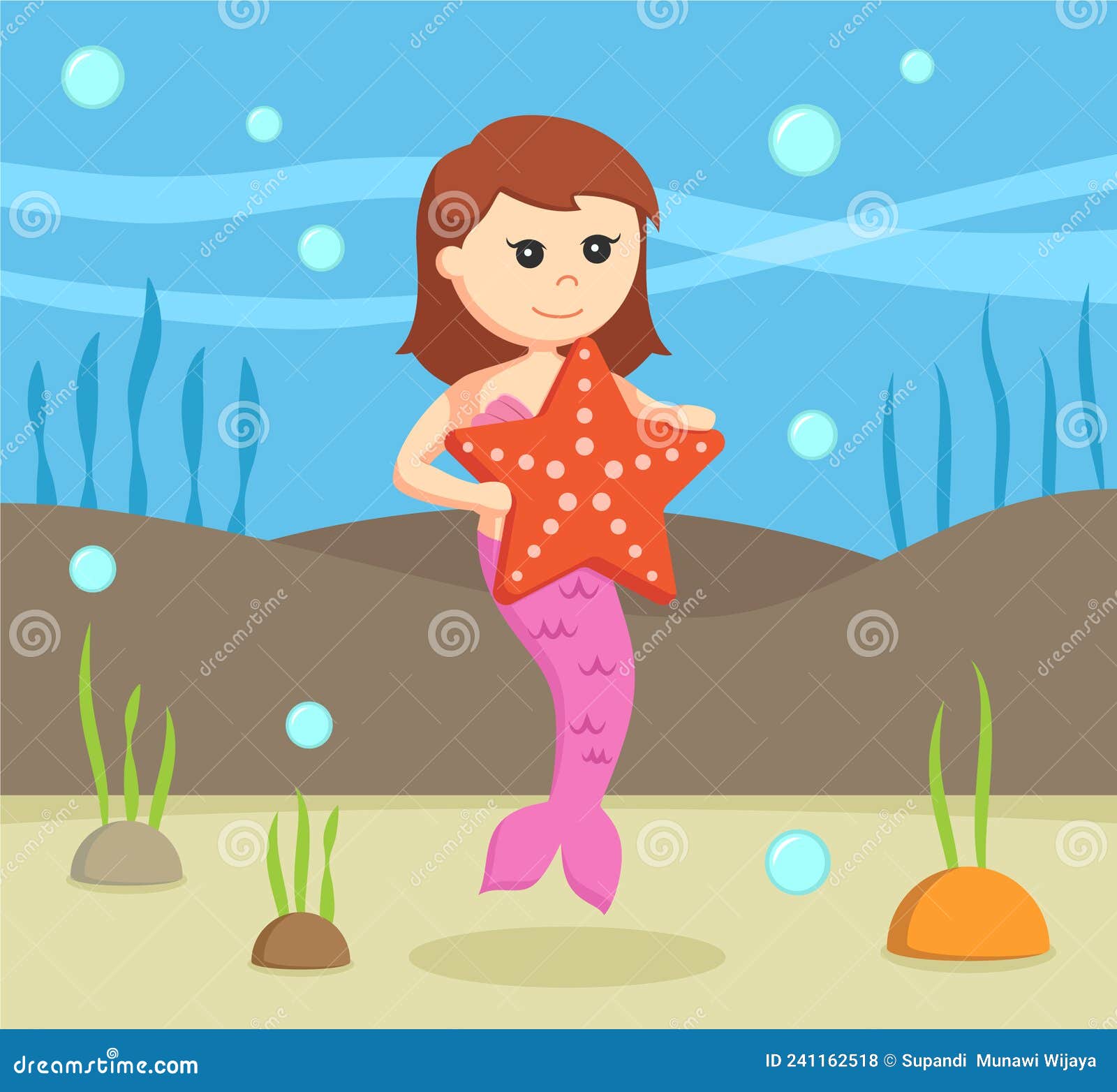 Woman Mermaid Painting Design Profession Character People Stock Vector