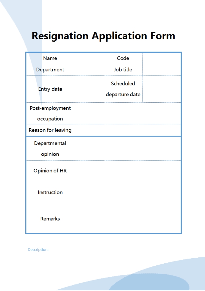 Word Of Resignation Application Form Docx Wps Free Templates