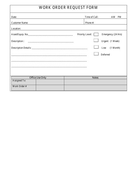 Work Order Request Form Template