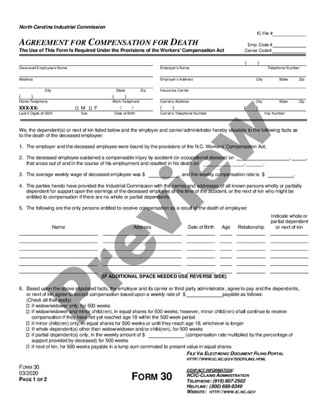 Workers Comp North Carolina Agreement Form Us Legal Forms