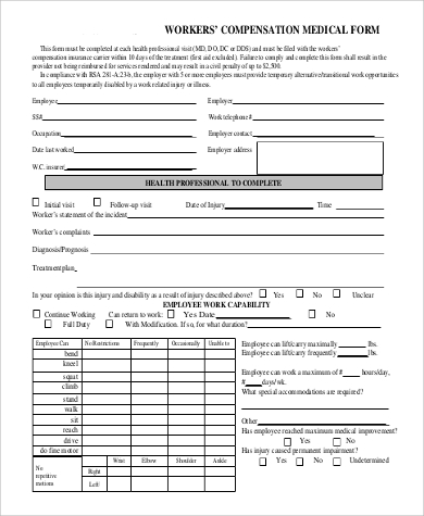 Workers Compensation Forms Printable