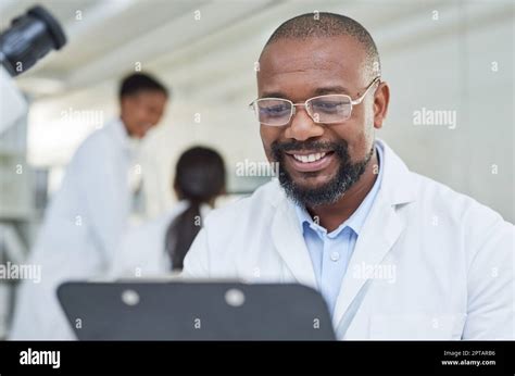 Working With New Facts And Theories A Mature Scientist Going Through Paperwork In A Lab Stock