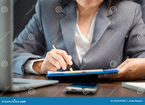 Workplace Closeup Person Professional Businesswoman Sitting At Desk