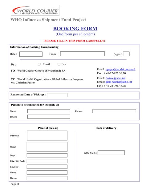 World Courier Booking Form Fill And Sign Printable Template Online