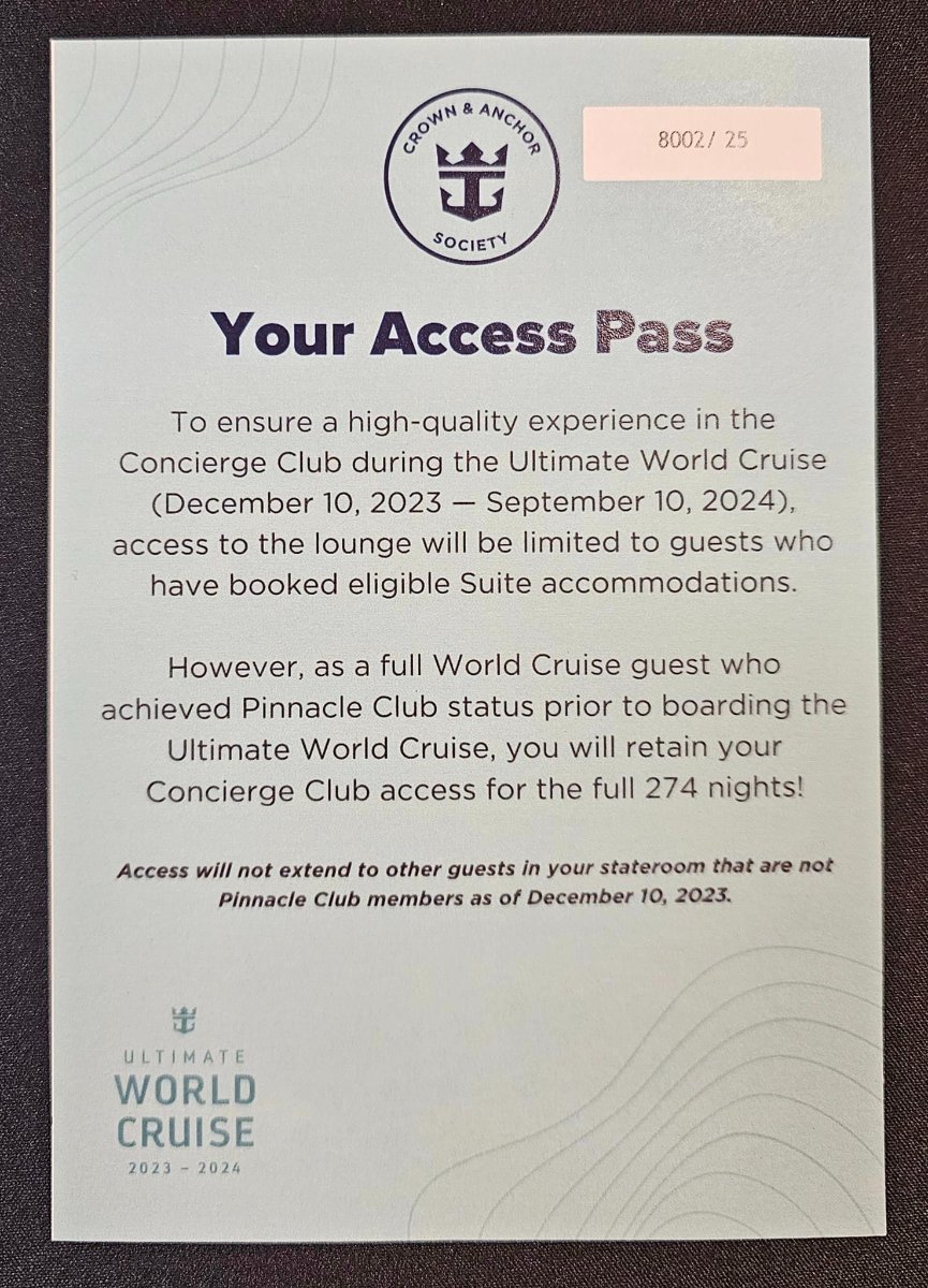 World Cruise Papers Interesting Loyalty Letters In Rooom Royal