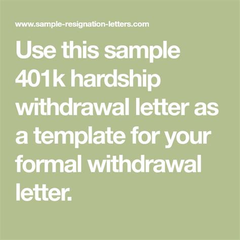 Writing A 401K Hardship Withdrawal Letter That Works Sample Letters Lettering 401K