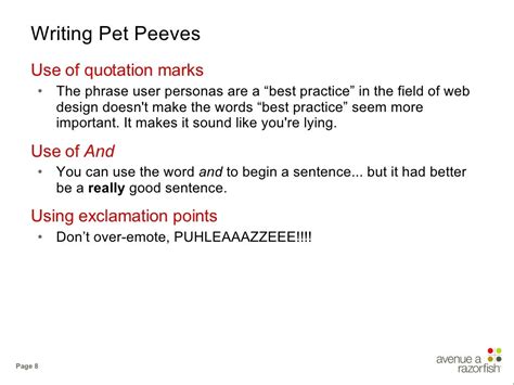 Writing Pet Peeves Use Of