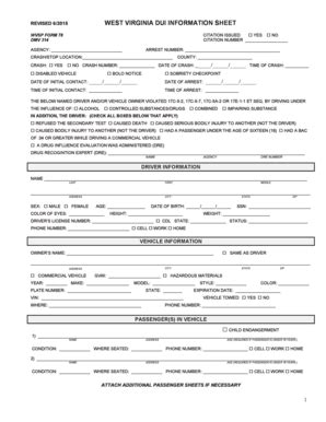 Wv Dui Information Sheet Fill And Sign Printable Template Online