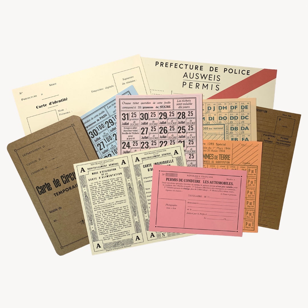 Ww2 French Civilian Paperwork Bundle French Resistance Etsy