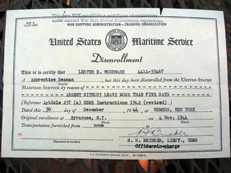 Ww2 Merchant Marines Dishonorable Discharge Papers Ephemera Photographs Amp Military Artwork