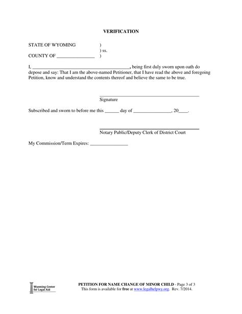 Wyoming Petition For Name Change Of Minor Child Fill Out Sign Online