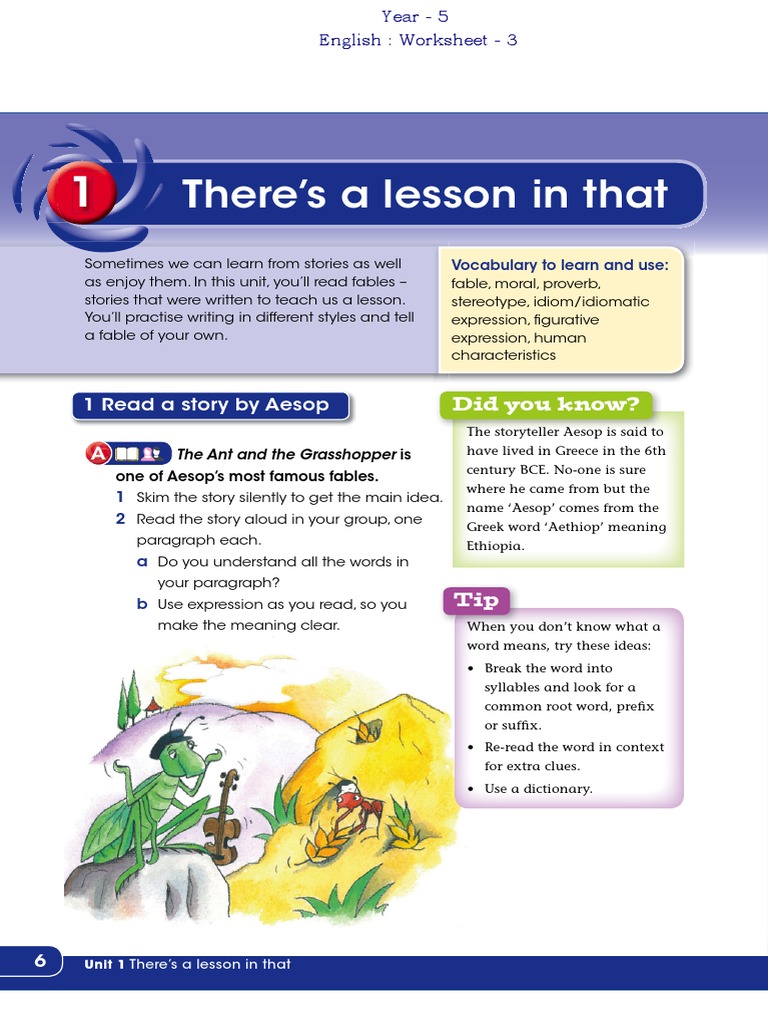 Year 5 English Worksheet Paper 1