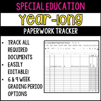 Year Long Paperwork Tracker By Spot On Special Ed Tpt