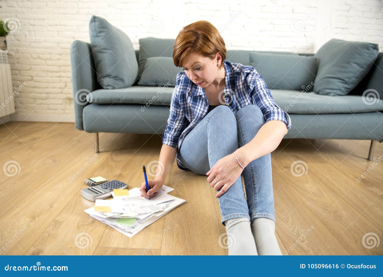 Young Sad Worried And Desperate Woman Banking And Accounting Home Monthly And Credit Card